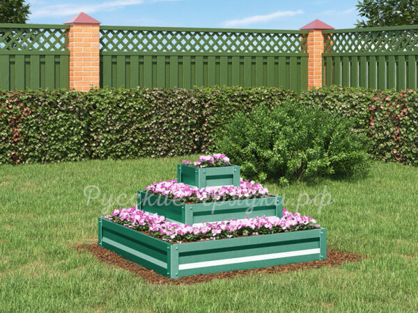 Клумба «Квадратная 3 яруса» с полимерным покрытием