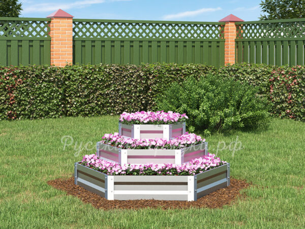 Клумба «Шестигранная 3 яруса» оцинкованная